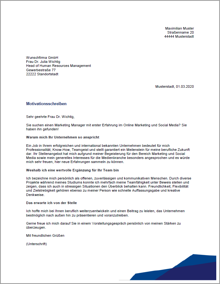 Kostenlose Bewerbungsvorlagen für Sie zum Download