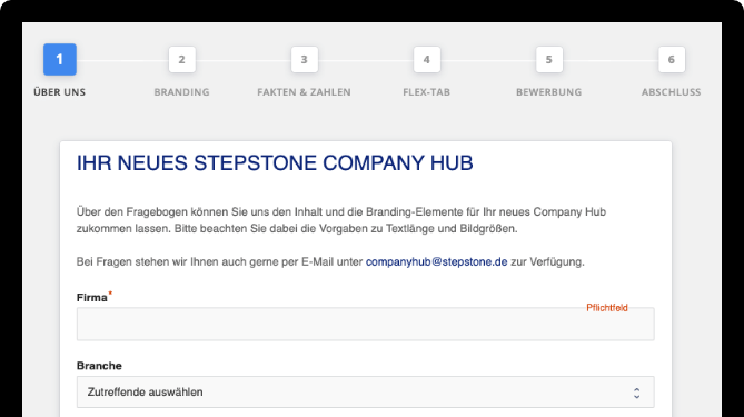 Company Hub form startscreen