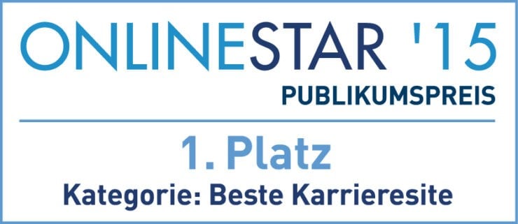 OnlineStar 2015 Publikumspreis – 1. Platz in der Kategorie "beste Karrieresite"