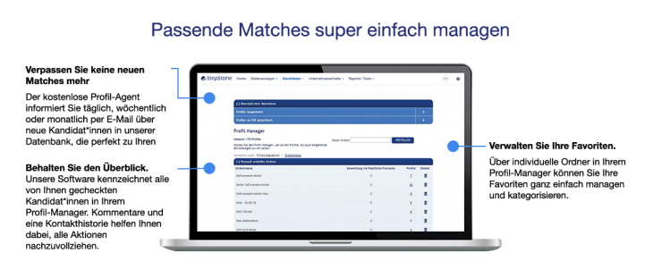 Kandidaten direkt kontaktieren und Wunschkandidaten speichern