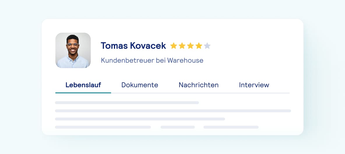 Bewerberkarte die im Bewerbungsprozess auf einem Kanbanboard weitergezogen wird